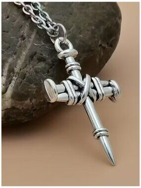 Necklace Three Nails Cross Faith Pendant Stainless Steel Alloy Christian Jewelry